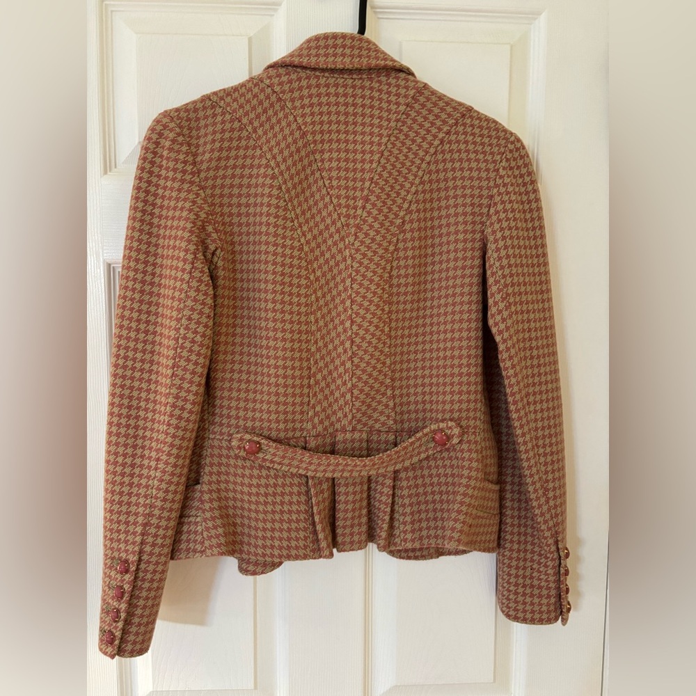 Tracy Reese Women's Pink Houndstooth Blazer - please read description - Picture 5 of 6